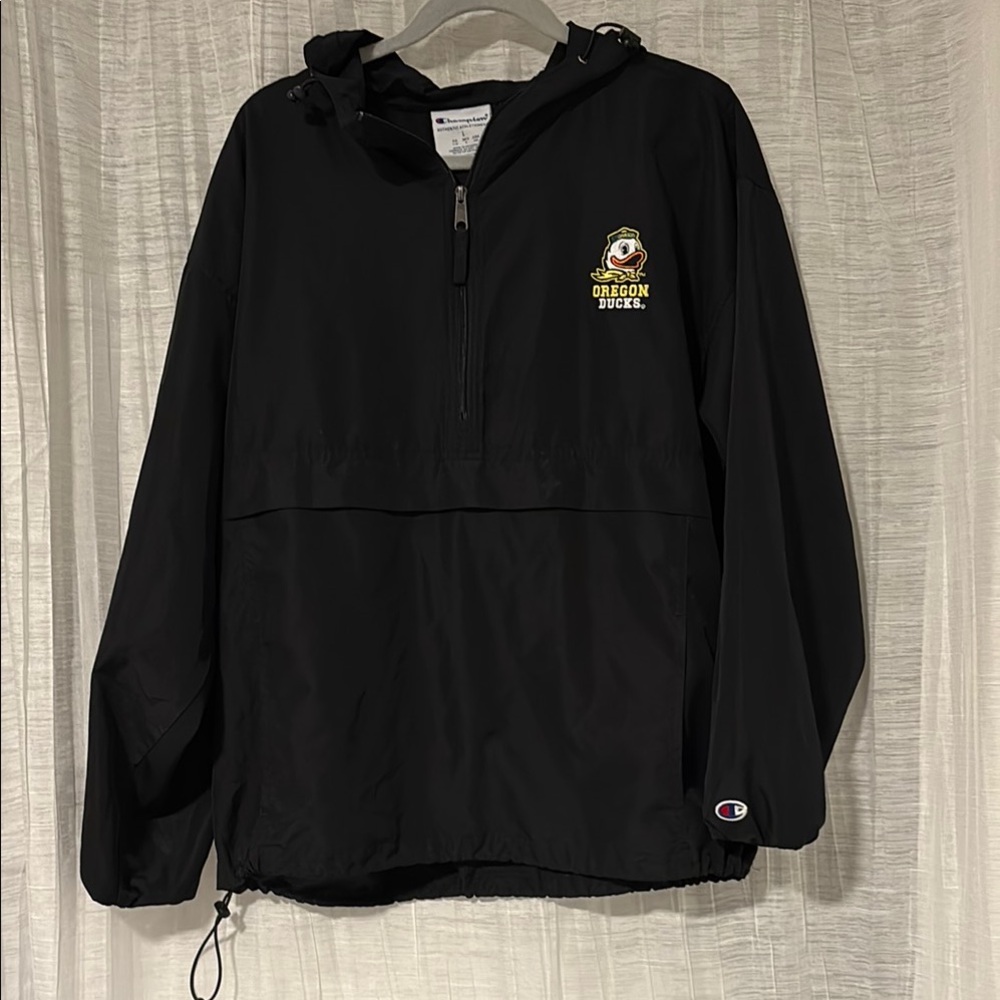 Champion Men’s Black Raincoat with Oregon Ducks logo